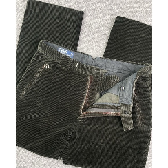 Vintage Polo Ralph Lauren Corduroy Pants Men's 32X28.5 Green Rare Zip Pockets